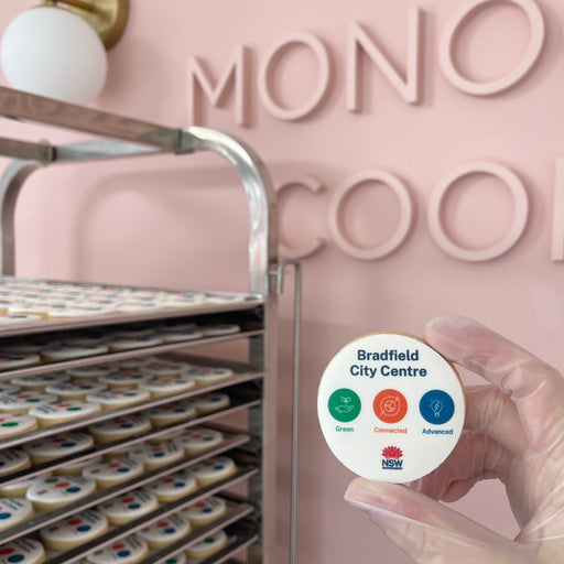 Custom logo cookies, iced and decorated, perfect for corporate and personal events